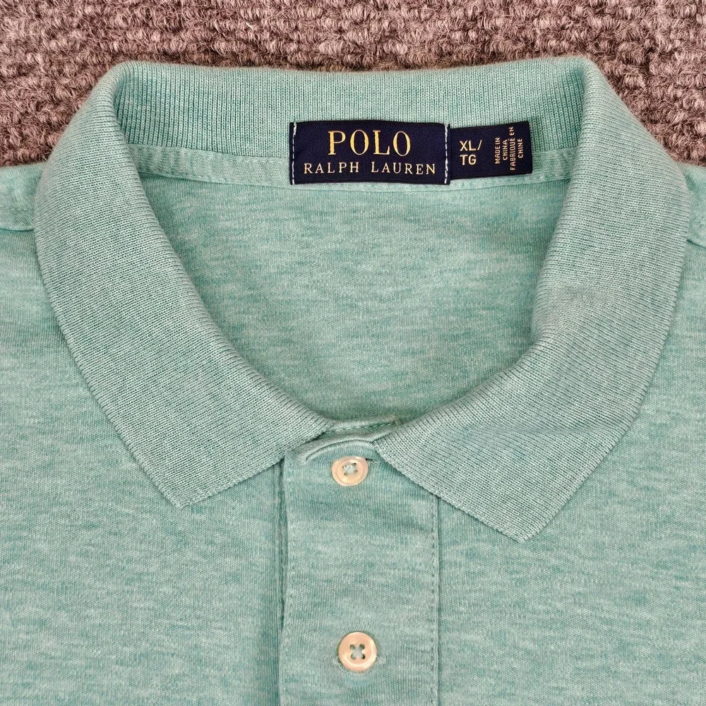 Polo Ralph Lauren Mens XL Heather Mint Green Short Sleeve Polo Shirt Pony Logo